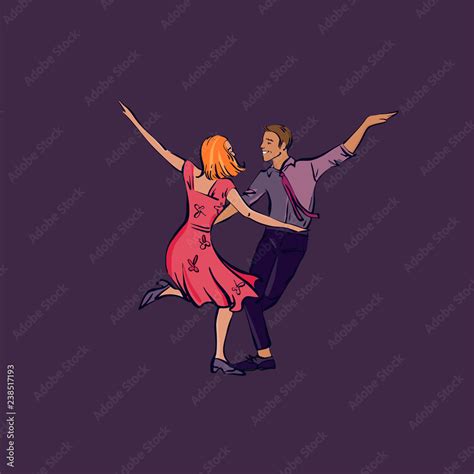 Couple Dancing Swing Or Rock And Roll Vector Illustration Stock Vector Adobe Stock