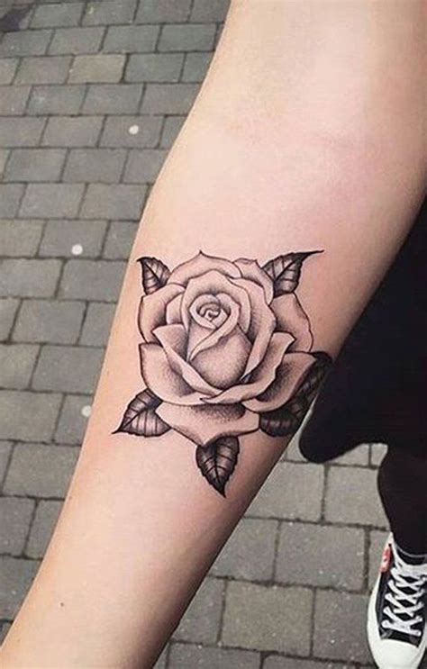 Black Outline Floral Flower Rose Forearm Tattoo Ideas For Women