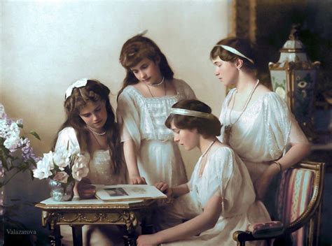 The Romanov Sisters Maria Anastasia Tatiana And Olga Nikolaevna In