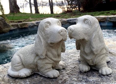 Concrete Basset Hound Dog Statue Concrete Beagle Statue Dog Etsy
