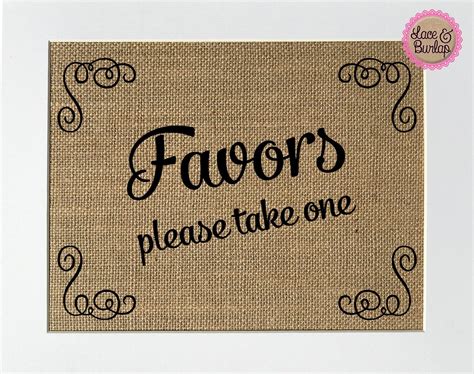 Unframed Favors Please Take One Burlap Print Sign 5x7 8x10 Etsy