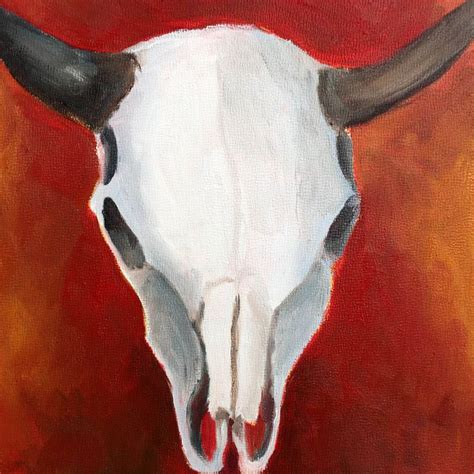 Southwestern Beauty Cow Skull Original Oil Painting 8x8 Original