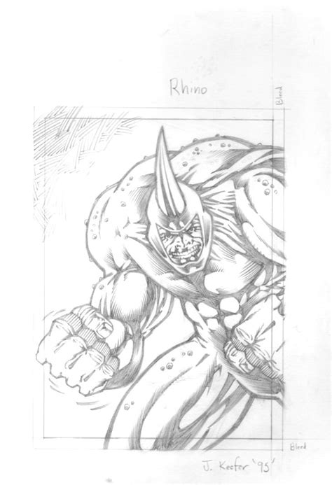 Marvel Overpower Fleer Rhino Finished Pencil Art In Stephen