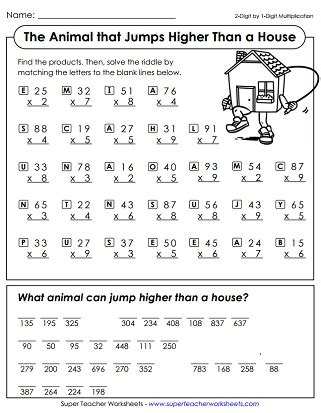 This third multiplication tables practice sheet is limited only to the multiplication of double digits. Multiplication Worksheets (2-Digit Times 1-Digit)