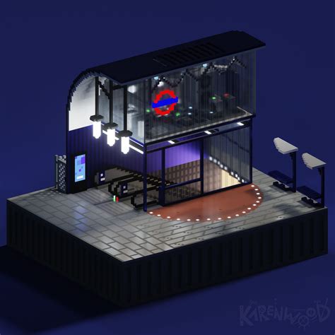 Artstation Voxel Futuristic London Underground Entrance