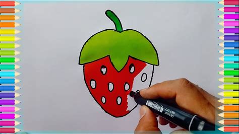 017 how to draw strawberry step by step colorİng easy drawing tutorial youtube