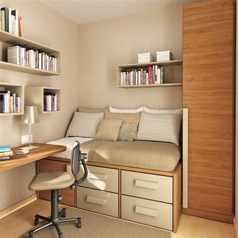 10 of 10 desk and bed combo with sticker wallpaper. Modern Minimalist 3D Bedroom Layout With Virtual Bookcase ...