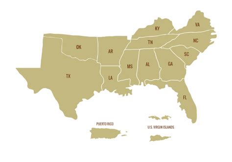Southern States Map Printable
