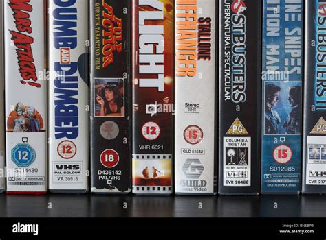 Row Of Vhs Video Tape Cases Showing A Range Of Bbfc And Irish Film