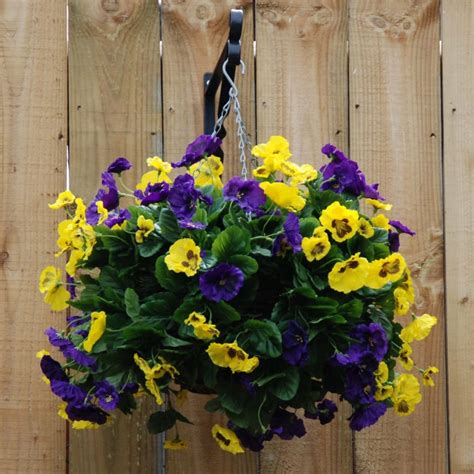 30cm Pink And White Pansy Ball Artificial Hanging Basket