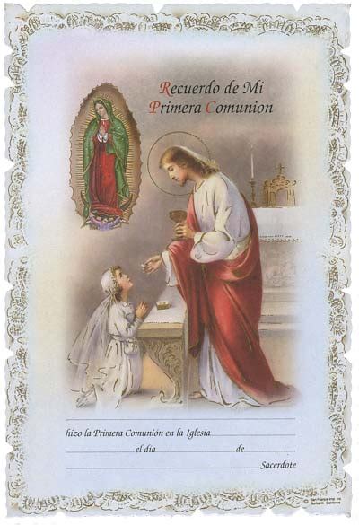 Primera Comunión First Communion Certificates Spanish