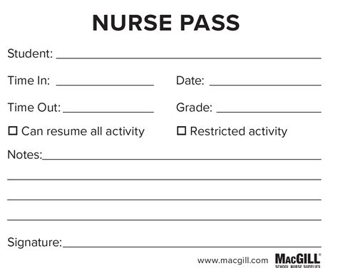 Macgill Macgill Nurse Pass 50 Sheets Per Pad