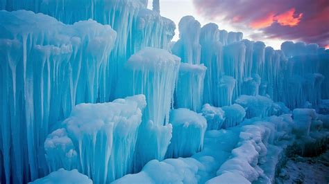 Ice Iceberg Icicle Blue Winter Sunset Frost Nature Wallpaper