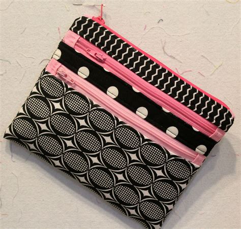 Triple Zip Pouch Bags Zipper Bags Quilted Bag