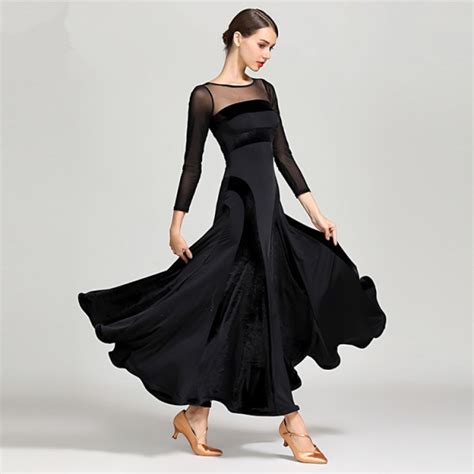 Ballroom Dancing Dresses Wine Black Long Sleeves Waltz Tango Dancing Flamenco Dresses For Women Lady
