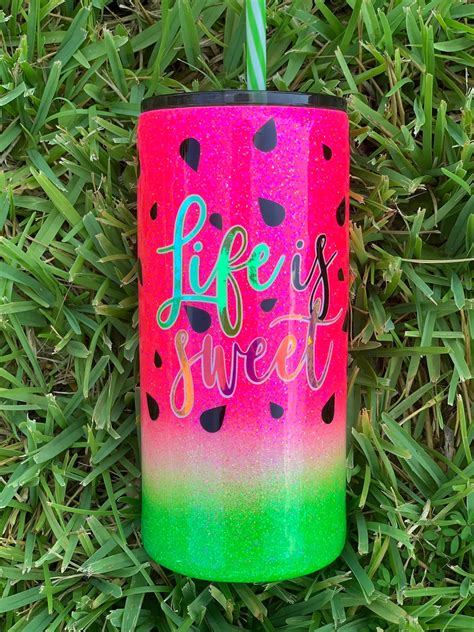 Watermelon Tumbler Cute Quote Tumbler Life Is Sweet Etsy