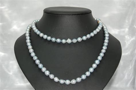 S Wasser Perlenkette Blau Grau Wei Gold Cm Lang Ma Shops