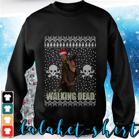 The Walking Dead Daryl Dixon Santa Hat Ugly Christmas Shirt Sweater