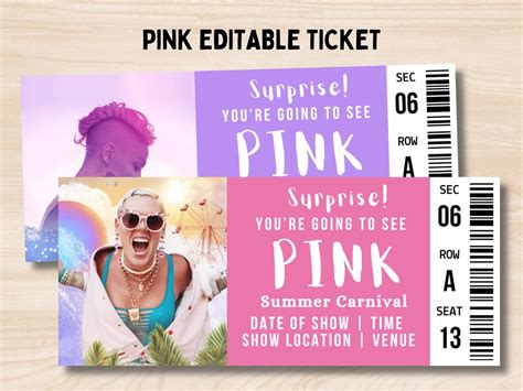 Surprise Pink Concert Tickets Pink Summer Carnival Tour 2023 2024