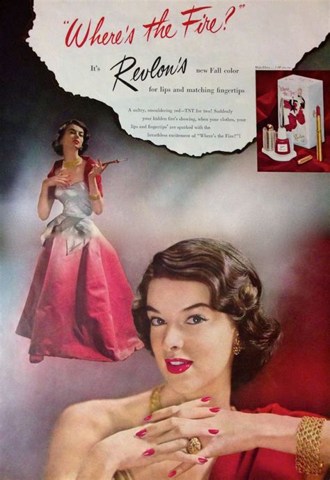 Revlon Wheres The Fire Lipstick And Nail Polish Set Ad 1950 Vintage