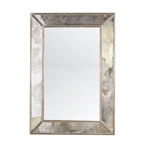 Worlds Away Dion Rectangular Antique Wall Mirror With Silver Leaf Edging Alchemy Fine Home