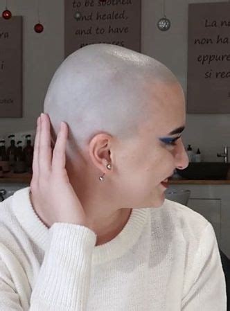 Pin By David Connelly On Bald Women Touching Their Heads Shaved