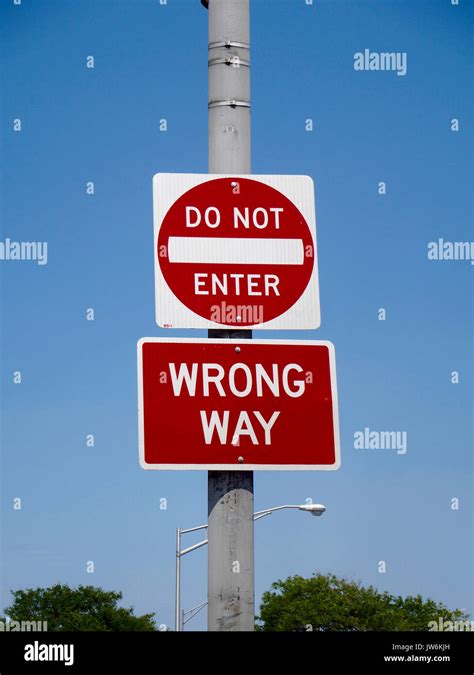 Signs Do Not Enter And Wrong Way Stock Photo Alamy