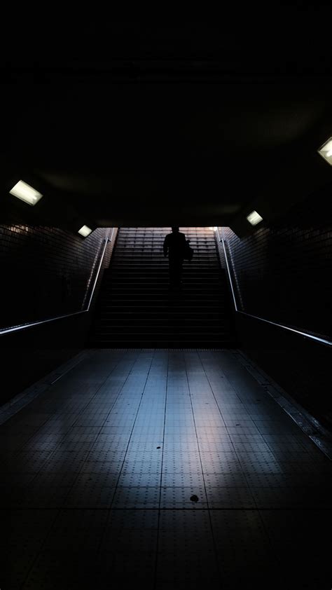 Download Wallpaper 1350x2400 Stairs Tunnel Silhouette Dark Iphone 8