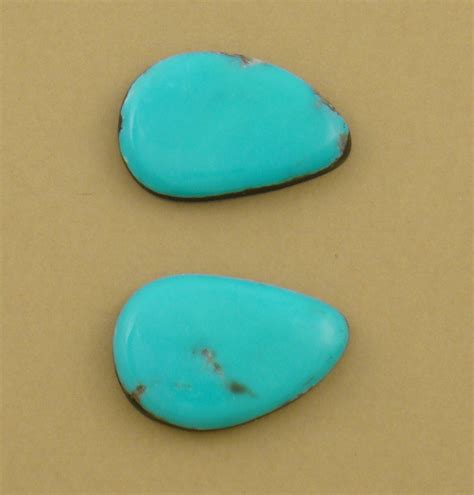 Large Teardrop Cabochon Pair Campitos Stabilized Turquoise 29x19x5mm