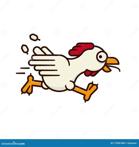 Running Chicken Isolated Vector Illustration Stock Vector