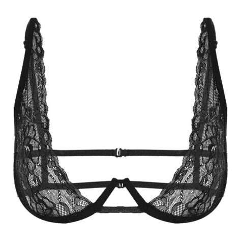 Women Sexy 14 Cup Sheer Lace Bras Push Up Underwired Shelf See Through