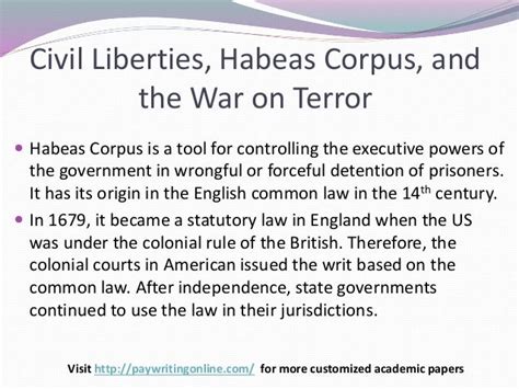 Civil Liberties Habeas Corpus And The War On Terror
