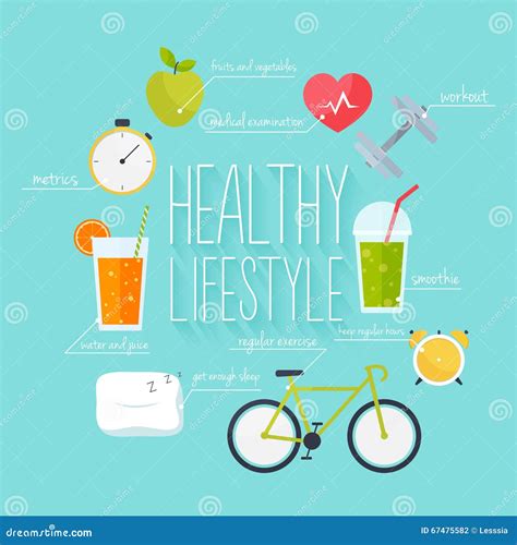 Concept Of Healthy Lifestyle Infographics Icons For Web Stock Vector