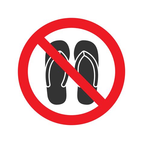 Forbidden Sign With Slippers Glyph Icon No Sandals Thongs Or Open