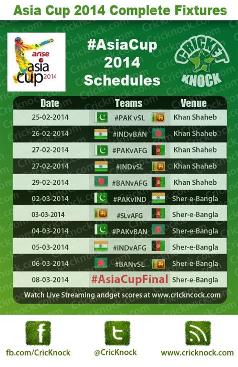 Asia Cup 2014 Fixtures Asia Cup Knock Knock Cup