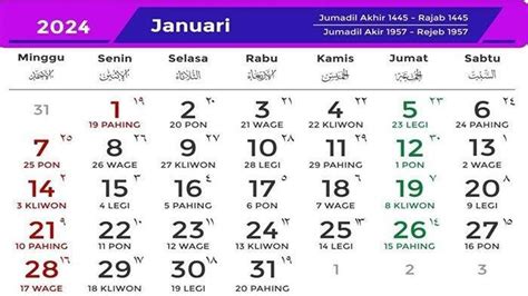 Kalender 2024 Cek Tanggal Weton Jawa Di Januari Dimulai Dan Diakhiri