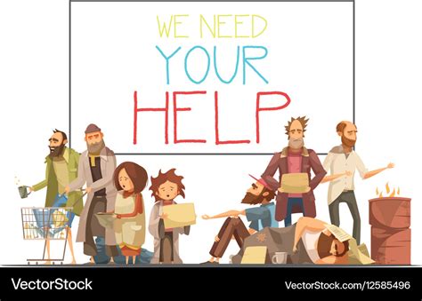 Homeless People Cartoon Style Royalty Free Vector Image
