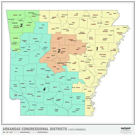Arkansas 2022 Congressional Districts Wall Map By Mapshop The Map Shop