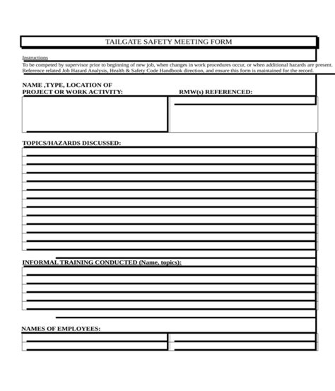 Free Printable Safety Meeting Forms