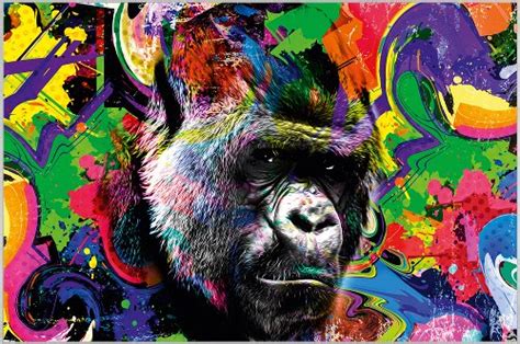 Pop Art Gorilla Digitaldruck 80x120 Cm In Alurahmen