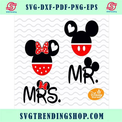 Mrs And Mr Mickey Ears Svg File Mickey And Minnie Head Svg Disney Svg