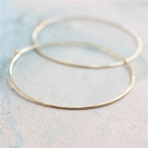 Gold Hoop Earrings Small Thin Hammered Minimalist Gold Hoops Etsy