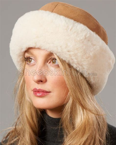 Camel Shearling Sheepskin Cuff Hat Camel Winter Hats For Women Hats For Men Fur Hat World