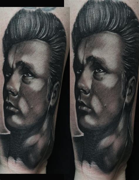 James Dean Black And Gray Portrait Tattoo Mike Demasi Art Junkies