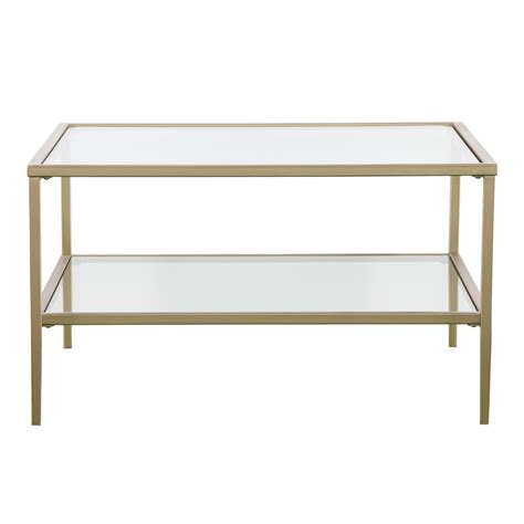 The ambre coffee table uses transparent glass to highlight the beauty of its industrial style metal and marble frame. Red Barrel Studio Myron Square Metal/Glass Open Shelf ...