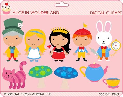 Alice In Wonderland Digital Clipart For Personal And Commercial Use