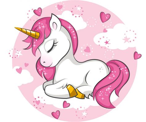 Pink Unicorn Fairytale Hearts Wall Sticker