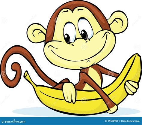 Cute Monkey Hold Banana Vector Stock Vector Illustration Of