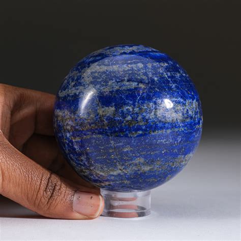 Genuine Polished Lapis Lazuli Sphere Acrylic Display Stand V1