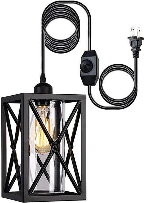 Hmvpl Swag Plug In Pendant Light With 164ft Hanging Cord And Onoff